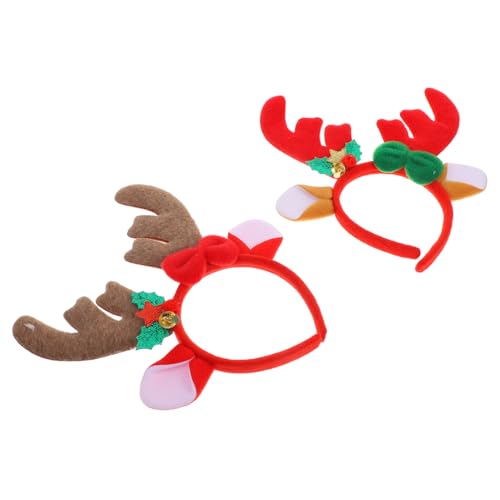 ORFOFE 2 Stück Weihnachtlicher Rentier Geweih Haarreif Kuscheliger Haarschmuck Erwachsene Festliche Kopfbedeckung für Weihnachtsfeier Karneval Fasching Cosplay von ORFOFE