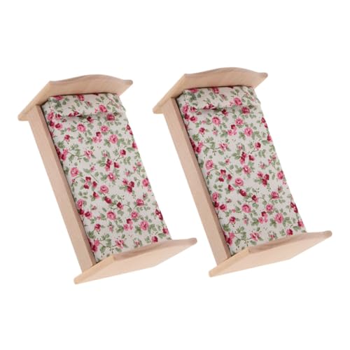ORFOFE 2 Stücke Maßstab Retro Einzelbett mit Matratze und Kissen Unbehandelt zum DIY Bemalen Authentisches Zubehör für Puppenhaus Schlafzimmer von ORFOFE