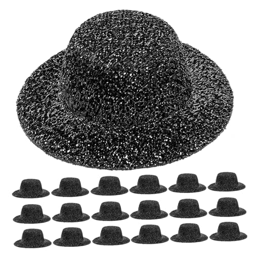 ORFOFE 20 Stück Mini Jazz Hüte Schwarz Miniatur Puppenhüte für DIY Basteln Puppenzubehör Party Dekoration Langlebig und Vielseitig Verwendbar von ORFOFE
