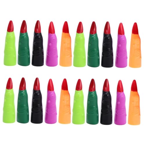 ORFOFE 20 Stück Teiliges Bunte Halloween Fake Fingernägel in Schwarz Orange Violett Dunkelgrün Hellgrün Gruselige Hexen Zombie-fingerabdeckungen für Party Karneval Cosplay und von ORFOFE