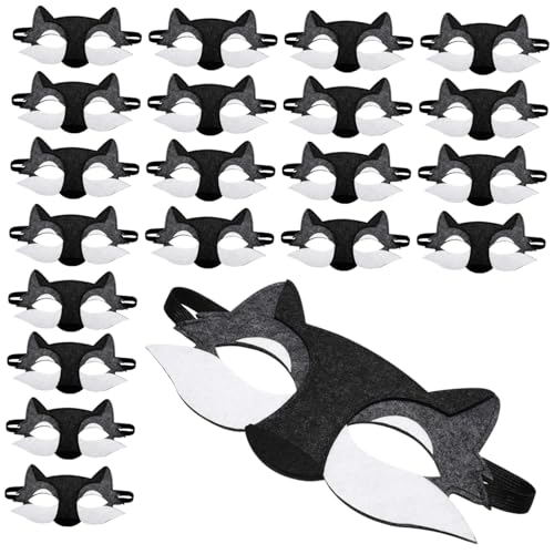 ORFOFE 20 Stück Teiliges Halbgesichts-wolfsmasken aus Filz Leichte Halloween Cosplay Masken mit Elastischem Band Realistisch Gestaltete Tiermasken für Jungen und Mädchen für Kostümparty von ORFOFE
