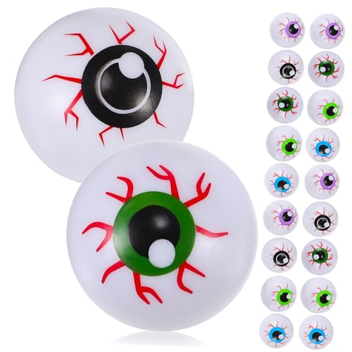 ORFOFE 20 Stück Teiliges Halloween Deko Bunte Fake Eyeballs aus Sicherem PP Kunststoff Vielseitige Gruselige Augäpfel als Partydeko und Foto Requisiten für Halloween und Karneval von ORFOFE