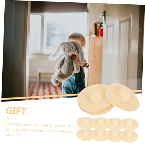 ORFOFE 20 Stück Teiliges Mini Papierhüte Basteldeko Geflochtene Kleine Puppenhüte für DIY Schmuck Handliche Miniatur Hut Ornamente für Puppenhaus und Foto Requisiten Beige von ORFOFE