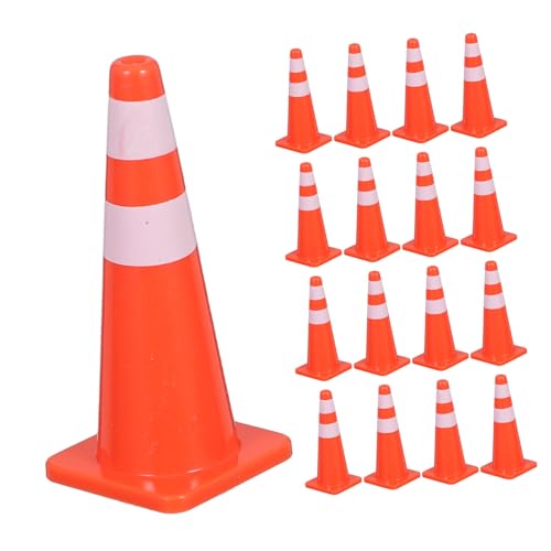 ORFOFE 20 Stück Teiliges Mini Verkehrskegel Set aus Kunststoff für Lernen von Verkehrsregeln DIY Modellspielzeug Realistische Straßen und Parkplatzsimulation Pädagogisches von ORFOFE