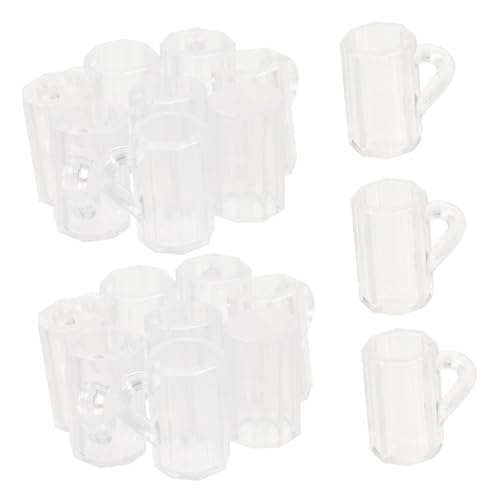ORFOFE 20 Stück Teiliges Miniatur Bierkrug mit Griffen Transparente Puppenhaus Mini Biergläser aus Kunststoff Vielseitige Dekoration für DIY Bastelarbeiten und Miniatur Szenen von ORFOFE