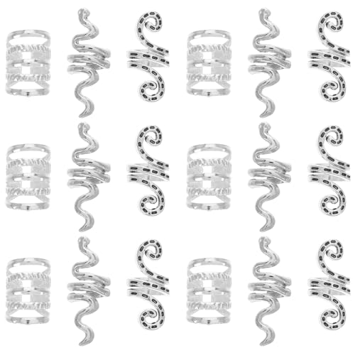 ORFOFE 20 Stück Teiliges Silbernes Haarschmuck Zöpfe aus Hochwertigem Metall Hohldesign Dreadlock Ringe Vielseitige Haar deko für Frauen zum Einflechten bei Festivals Partys und ORFOFE 20 Stück Teiliges Silbernes Haarschmuck Zöpfe aus Hochwertigem Metall Hohldesign Dreadlock Ringe Vielseitige Haar deko für Frauen zum Einflechten bei Festivals Partys und von ORFOFE