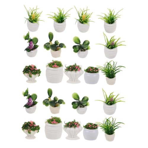 ORFOFE 22 Stück Teiliges Miniatur-Pflanzen- Künstliche Bonsai Mini-Pflanzen Pflegefreie Puppenhausdekoration Winzige Sukkulenten Geeignet für Schreibtisch Sims und Kleine Räume von ORFOFE