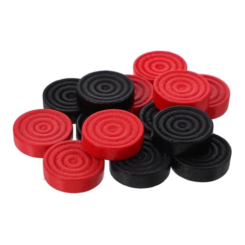 ORFOFE 24 Stück Teiliges Holz-schachspiel Ersatzspielsteine Runde Spielchips Schwarz Rot Zubehör für Brettspiele und Schachspieler von ORFOFE