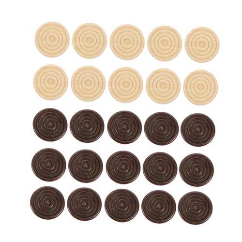 ORFOFE 24 Stück Teiliges Holzspielsteine für Brettspiele Stabile Polierte Dame und Schachfiguren in Natürlichem Holz und Dunkelbraun Vielseitiges Zubehör für Mühlespiel und Checkers von ORFOFE