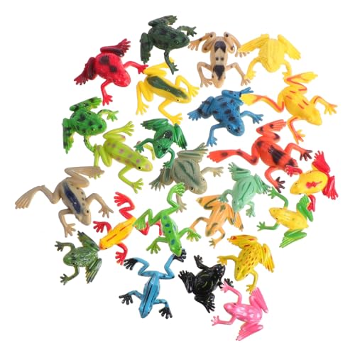 ORFOFE 24 Stück Teiliges Miniatur Frosch Figuren aus PVC Realistische Kleine Frosch Modelle für Garten Aquarium Dekoration und Bunte Designs von ORFOFE