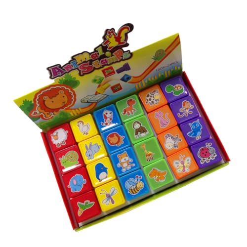 ORFOFE 24 Stück Teiliges Stempelset aus Kunststoff mit Niedlichen Tiermotiven Umweltfreundlich und Sicher für Scrapbooking Basteln und Grußkarten Kreative Spielzeuge für Ab Jahren von ORFOFE