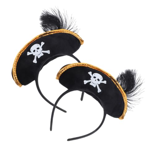 ORFOFE 2St Totenkopf-Hut-Stirnband Piratenkostüm-Gefälligkeiten Kopfschmuck für den Karnevalshaarband Cosplay-Haarreifen Schädel Piratenhut Piratenschiff Zubehör Make-up-Kostüm-Requisiten von ORFOFE