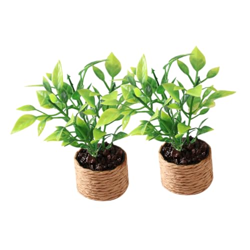 ORFOFE 2pcs Miniatur -topfpflanzen Mini Miniaturdekorationen Künstliche Mini -topfpflanzen von ORFOFE