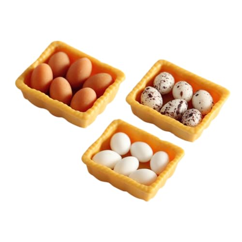 ORFOFE 3 Sätze Miniatur Eier Modelle aus Resin Realistische Miniatur Dekorationen für Puppenhaus und Fotorequisiten Strapazierfähige Mikro Landschafts Accessoires für Küche und von ORFOFE