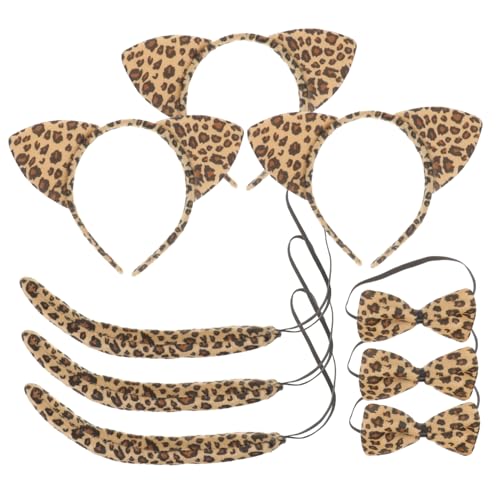 ORFOFE 3 Sätze Teiliges Katzenohren set für Stirnband und Schleife Gelb leopardenmuster Tierisches Cosplay Party kostüm für Halloween und Performance von ORFOFE