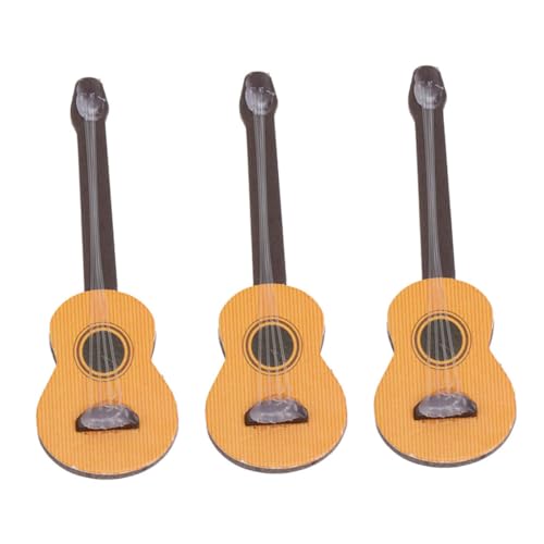 ORFOFE 3 Stück Mini Holzgitarre Langlebige Pinie Miniatur Gitarre Modell Realistische Musikinstrument Deko für Puppenhäuser Mikro landschaften und Kreative Wohnaccessoires von ORFOFE