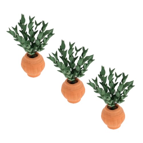 ORFOFE 3 Stück Puppenhausdekoration gefälschte Bonsai-Blume Mikro-Landschaftsbonsai kleine Bonsai-Landschaft gefälschte -Landschaft Stoff Grün von ORFOFE