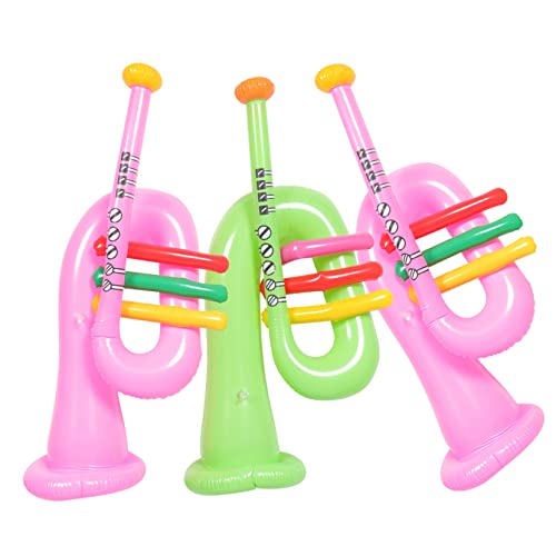 ORFOFE 3 Stück Teiliges Aufblasbares Musikinstrument aus Sicherem PVC Leicht und Tragbar Wiederverwendbar für Kinderpartys Bühnenauftritte und Sommerfeiern Bunte Horn Zufällige Farbe von ORFOFE