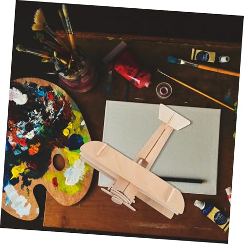 ORFOFE 3 Stück Teiliges DIY Flugzeug Modellbauset aus Holz Bemalbar Pädagogisches Puzzle für Kreatives Bastelspielzeug Fantasie und Feinmotorik als Geschenk und Dekoration von ORFOFE