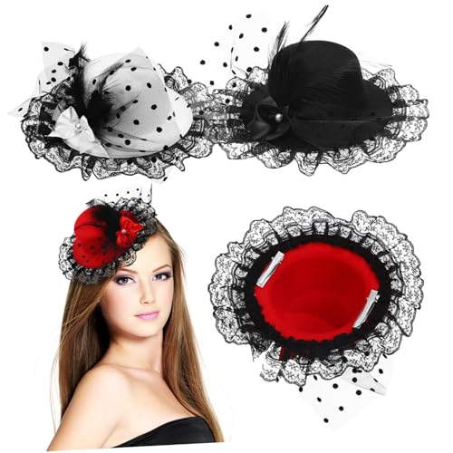 ORFOFE 3 Stück Teiliges Fascinator Hüte Damen mit Kleinem Schleifen-design Stilvolle Kopfbedeckung für Formelle Anlässe und Partys Vielseitig Einsetzbar in Weiß Rot und Schwarz von ORFOFE