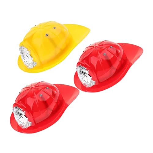ORFOFE 3 Stück Teiliges Feuerwehrhelm und Erwachsene Leichte Feuerwehrmütze aus Sicherem Kunststoff Rote und Gelbe Helme für Feuerwehrkostüm Halloween Mottoparty Fasching Rollenspiel von ORFOFE
