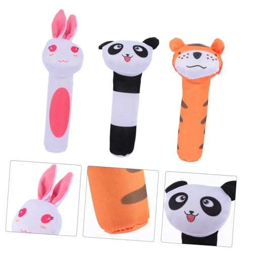 ORFOFE 3 Stück Teiliges Greifspielzeug aus Plüsch mit Glocken Langem Griff und Tierischen Motiven Leicht und Sicher für Neugeborene und Kleinkinder zum Greifen von ORFOFE