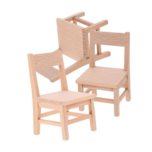 ORFOFE 3 Stück Teiliges Mini Holzstuhl- Miniatur Holzmöbel für Puppenhaus Realistische Mini Stühle aus Holz für Esszimmer und Schlafzimmer Vielseitige DIY Puppenhaus Deko Leichte von ORFOFE