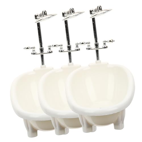ORFOFE 3 Stück Teiliges Miniatur Puppenhaus Badewannen aus Kunststoff Detailreiche Mini Badewanne Zubehör für Puppenhaus Badezimmer Dekoration Realistisches Mini Badezimmer Accessoire von ORFOFE