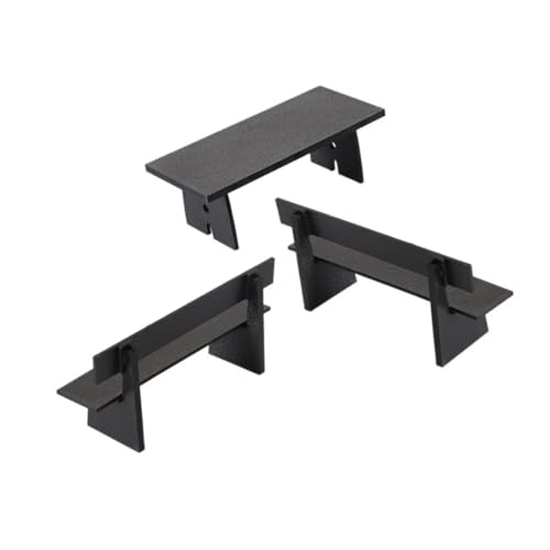 ORFOFE 3 Stück Teiliges Miniatur Puppenhaus Möbel Set Schwarzer Langer Tisch und Mini Parkbänke Kompakte Robuste Puppenhausmöbel für Gartendekoration und Kleine Wohnszenen von ORFOFE