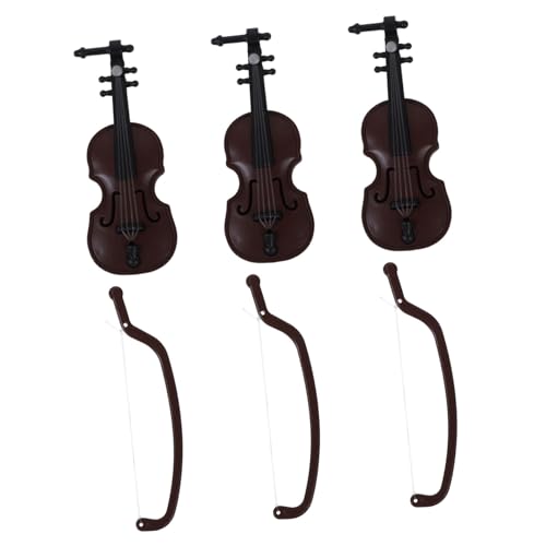 ORFOFE 3 Stück Teiliges Miniatur Violinenset Puppenhaus Dekoration Realistische Musikinstrumente Leichte Stabile Modelle für DIY und Miniaturwelt von ORFOFE
