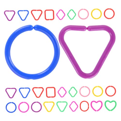 ORFOFE 30 Stück Teiliges Geometrische Kettenglieder für Junge Mädchen Bunte Kunststoff Ringe Feinmotorik Kognitiver Entwicklung und Kreativem Spiel Geeignet für Kindergarten und von ORFOFE