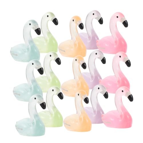 ORFOFE 30 Stück Teiliges Mini Flamingo Leuchtende Miniatur Harzfiguren Bunte Garten Deko für Terrasse Schreibtisch Mikro Landschaft Wetterfest und Vielseitig Einsetzbar von ORFOFE
