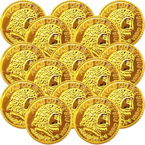 ORFOFE 300 Stück Goldene Kunststoff Piratenmünzen Spielgeld Schatzmünzen Deko Spielmünzen für Kindergeburtstag Piratenparty Karneval Bühnenaufführung Lehrermünzen von ORFOFE