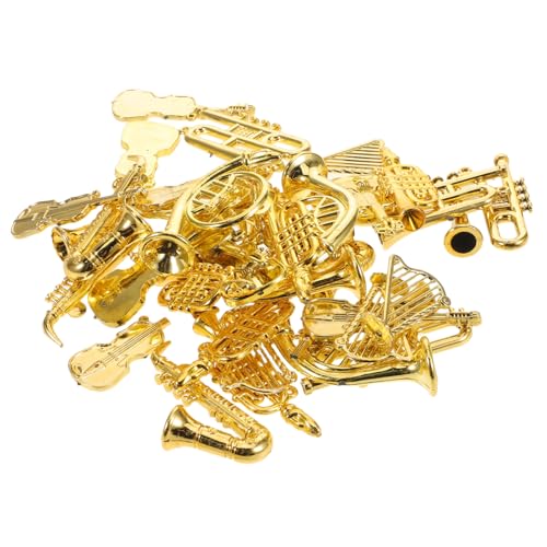 ORFOFE 35 Stück Miniatur Musikinstrumente Dekoration Miniatur Kupferinstrumente Lehrlieder Horn Kunststoff Golden von ORFOFE