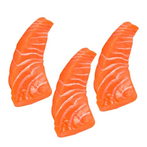 ORFOFE 3st Simulation Lachs Lebensmittel-Requisiten Zur Präsentation Modell Mit Lachsscheiben Gefälschtes Essen Falsches Fleisch Realistisches Essen PVC Fischform Sushi-Platte von ORFOFE