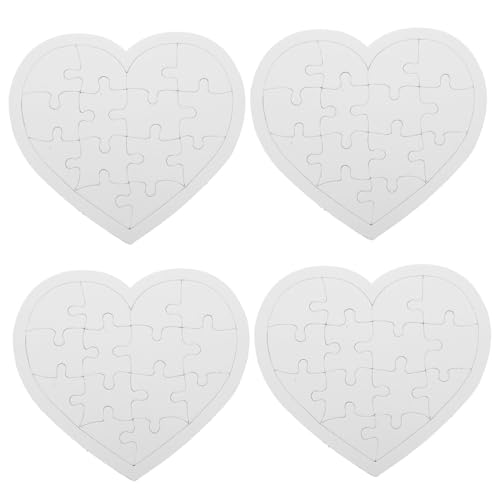 ORFOFE 4 Blätter DIY Blank Puzzles Teiliges Herzförmige Papierpuzzle zum Bemalen Zeichnen Basteln Lernspielzeug Fördert Kreativität Motorik und Farberkennung Zuhause Schule Reise von ORFOFE