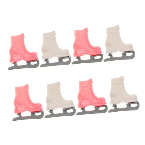 ORFOFE 4 Paare Mini Rollschuhe für Puppen Langlebige Kunststoff Dekoration DIY Puppenhaus Zubehör Detailgetreue Verschleißfeste Eislaufschuhe Weiß und Kreatives Puppenspiel von ORFOFE