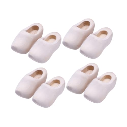 ORFOFE 4 Paare Miniatur Holzschuhe Mini Holzklompen Puppenhaus Dekoration DIY Bastelset Robuste Mini Holzschuhe für Puppenhaus Zubehör von ORFOFE