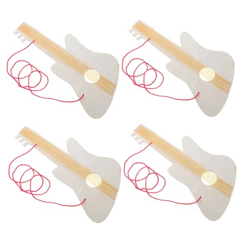 ORFOFE 4 Sätze DIY Holzgitarren Bausatz Unlackiert Holz Gitarren Musikinstrumente für Kindergarten Jungen Mädchen Tragbar Sicher und Leicht für Kreatives Basteln von ORFOFE