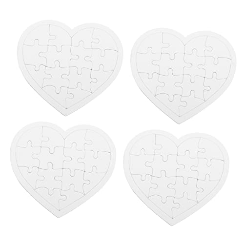 ORFOFE 4 Sätze Herzförmiges Blanko Puzzle zum Selber Malen für DIY Bastelset Leere Puzzleteile zum Bemalen und Zeichnen Kreative Malvorlage für Mädchen und Jungen von ORFOFE