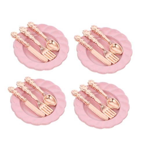 ORFOFE 4 Sätze Miniatur Puppenhaus Zubehör Miniatur Teller Besteck Puppengeschirr Rosegold für Basteln ORFOFE 4 Sätze Miniatur Puppenhaus Zubehör Miniatur Teller Besteck Puppengeschirr Rosegold für Basteln von ORFOFE