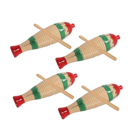 ORFOFE 4 Sätze Teiliges Holz Guiro für Rhythmusstäben Stabiles Langlebiges Musikinstrument Einfach zu Bedienen für Indoor Outdoor-spielspaß von ORFOFE