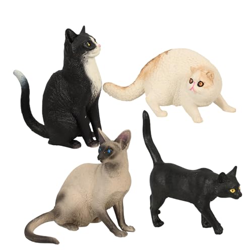 ORFOFE Home Katzenstatue Ornament 4er-Set Dekorative Katzenfiguren Aus Hartplastik von ORFOFE