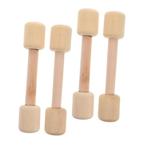 ORFOFE 4 Stück Kindergarten Holz Hantelset Teilig Gewichte Holzspielzeug Hanteln Fördert Bewegung und Kraft Spielerisch für Jungen und Mädchen von ORFOFE