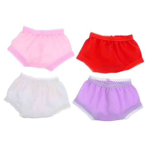 ORFOFE 4 Stück Puppenunterwäsche Austauschbare Puppenunterhosen Weiß Rot und Zufällige Designs Puppenzubehör für Fantasievolles von ORFOFE