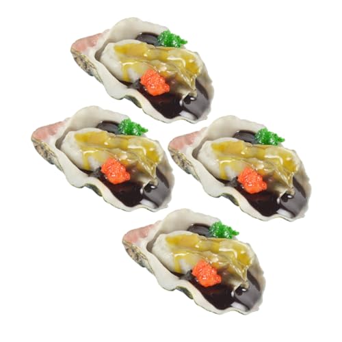 ORFOFE 4 Stück Realistische Austern Modell aus Langlebigem Leicht und Tragbar als Deko für Küche Restaurant und Lernspielzeug für Authentisches Seafood Simulationsspielzeug von ORFOFE