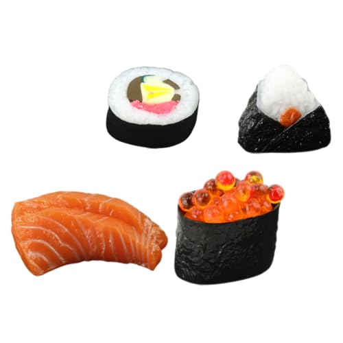 ORFOFE 4 Stück Realistisches Fake Sushi Modell mit Onigiri und Nigiri Detailgetreue Japanische Essens deko Langlebige Fotografie Requisiten für Küche Sushi Shop und Food Display von ORFOFE