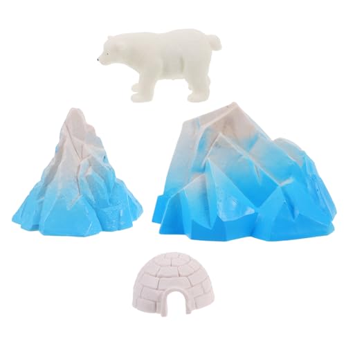 ORFOFE 4 Stück Realistisches Iglu Modell Miniatur Eisgebäude mit Eisbär Figuren Detailgetreu und Vielseitig für Mikro Landschaftsdekoration und Kuchenverzierung Geeignet Winter Diorama von ORFOFE