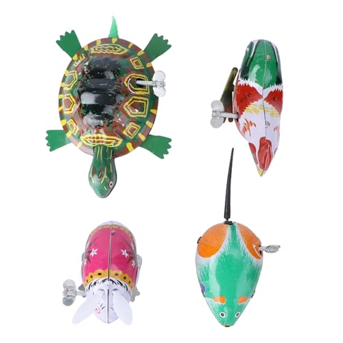 ORFOFE 4 Stück Teiliges Aufziehspielzeug aus Blech mit Tierischen Modellen Klassische Tierspielzeuge Robuste Eisenmaterialien Kindgerechtes Design für Junge Mädchen und Kleinkinder von ORFOFE