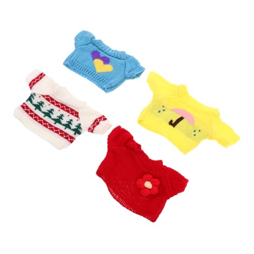 ORFOFE 4 Stück Teiliges Bären Pullover für Plüschtiere Niedliche Mädchen Puppenbekleidung mit Herz Blüten Regenschirm und Weihnachtsbaum Motiven Waschbare Strapazierfähige Kuscheltiere von ORFOFE